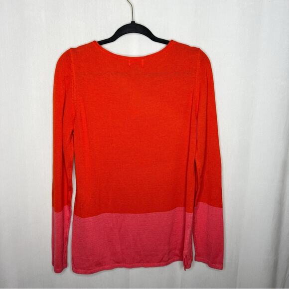 OLD NAVY / orange pink colorblock oversized scoop neck sweater / L - Picture 2 of 7